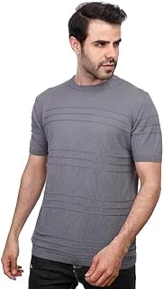 COUP Plain Woven T-Shirt With Round Neck, GREY, XL