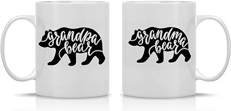 Grandma Bear Grandpa Bear - 11oz Best Grandma Grandpa Ever Grandparent Grandfather Grandmother Idea Couple Mugs Anniversary Coffee and Tea Cups Set Grandmother Grandfather, Grandchildren Son Daughter