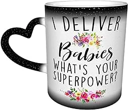 Hasdon-Hill Personalized Magic Color Changing Coffee Mug, I Deliver Babies What's Your Superpower Tea Cup for Delivery Nurse Midwife OB Doctor