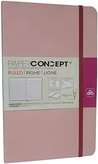 PAPER CONCEPT دفتر تنفيذي بغلاف صلب 85 جرامًا للمتر المربع - ألوان باستيل - 14 × 9 سم - وردي