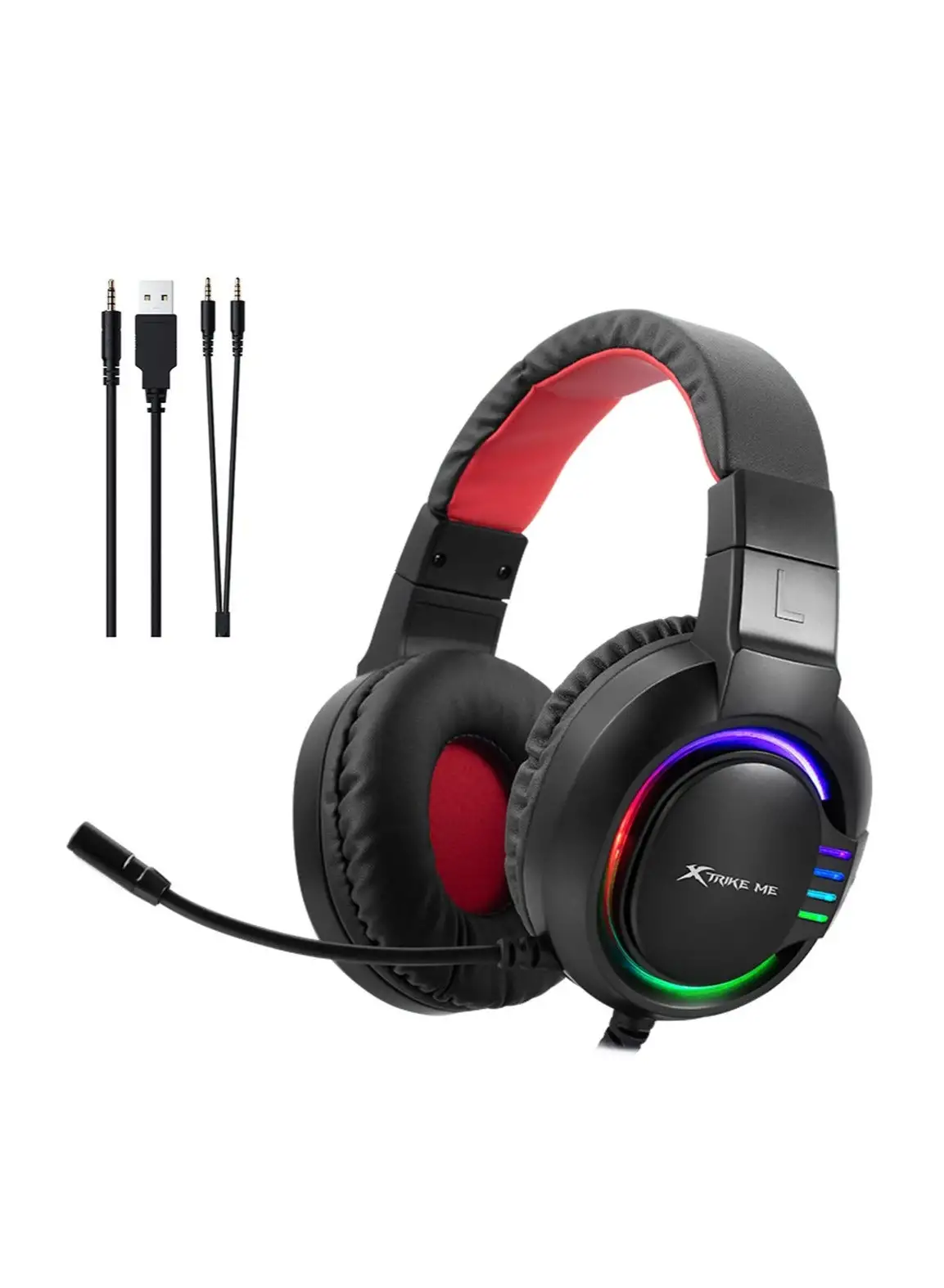 XTRIKE ME Gh405 Rgb Gaming Headset - Stereo Surround Sound - Rgb Lighting - 50Mm Drivers - Leather Ear Cups