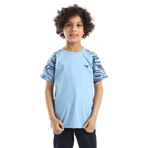 Diadora Boys Printed Cotton T-Shirt – Sky Blue