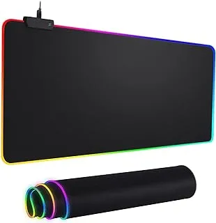 لوحة ماوس كبيرة TKOOFN RGB مقاس 800 × 300 × 3 مم ، لوحة مفاتيح ملونة بإضاءة ليد ، لوحة ماوس للعب الألعاب ، وسادة مكتب كبيرة ممتدة لأجهزة الكمبيوتر المحمول 800 × 300 مم