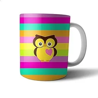 Ceramic Owl Print Mug - Multi Color