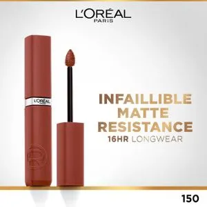 L'Oreal Paris Infaillible Matte Resistance Liquid Lipstick - Intense Color & Matte Finish - Long-lasting - No Transfer - With Hyaluronic Acid - 150 Lazy Sunday