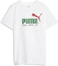 قميص أبيض للأولاد/للجنسين يحمل شعار الاحتفال بشعار B PUMA