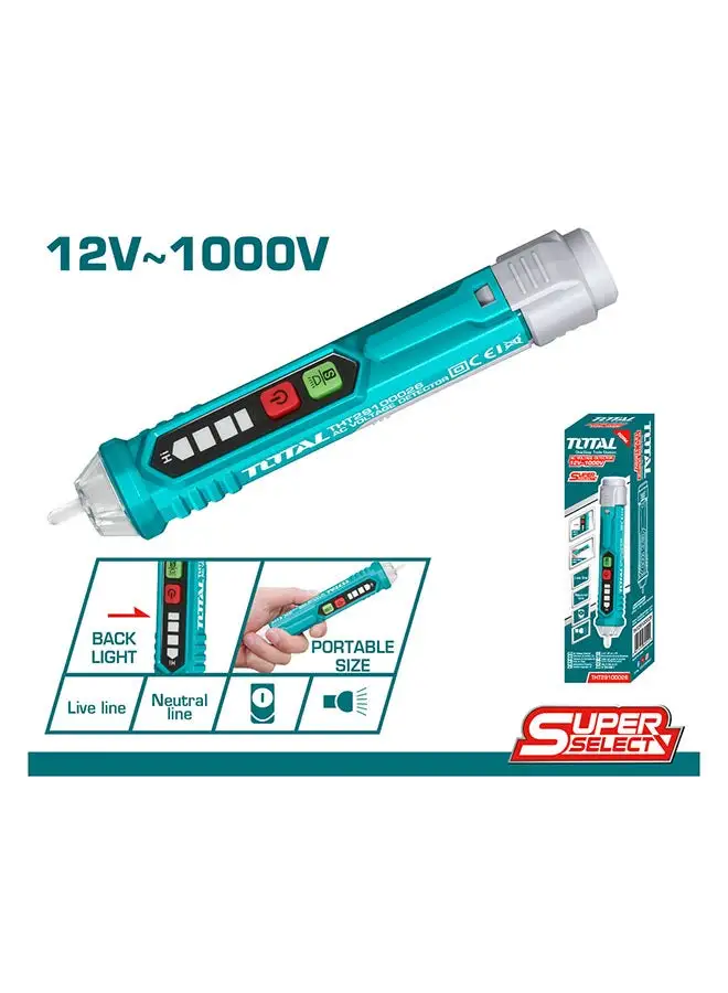 TOTAL Non-Contact Ac Voltage Detector Tht29100026 Teal / Grey