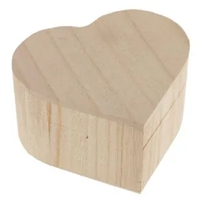 Unfinished Heart Shape Wooden Jewelry Gift Box Case For DIY Painting