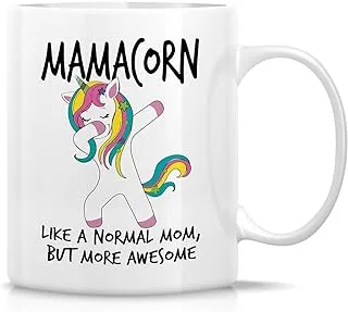 كوب مضحك من Retreez - أكواب قهوة من السيراميك سعة 11 أونصة - Mamacorn Mama Unicorn - هدايا عيد ميلاد مضحكة وسخرية وتحفيزية وملهمة لأمها وأمها وأمها وزوجته