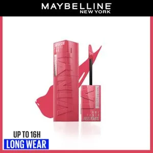 Maybelline New York Super Stay Vinyl Ink Long-wear Transfer Proof Gloss Lipstick, 145 Rogue, Pink Mix