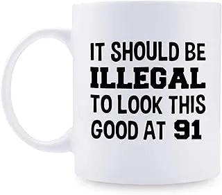 91st Birthday Gifts for Men - 1928 Birthday Gifts for Men, 91 Years Old Birthday Gifts Coffee Mug for Dad, Husband, Friend, Brother, Him, Colleague, Coworker - 11oz