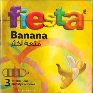 Fiesta Banana Condoms - Ribbed & Flavored 3 Pcs