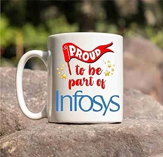 Partyzon Ceramic Proud to Be Part of Infosys Printed Mug White for Kids Friends, 350 Ml