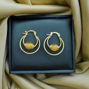 Butterfly 18k Gold Plated Hoop Earrings Medium Size - Golden Color