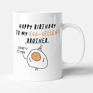 Happy Birthday To My Egg-cellent Brother - Funny Birthday Gift Mug by Victorian Print