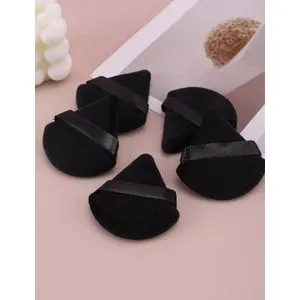 SHEIN 5pcs Black Triangle Shaped Powder Puff Set For Loose Powder