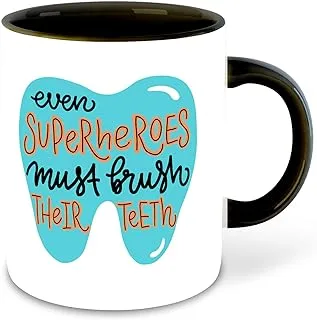 Whats Your Kick - Dentist Inspired Designer Printed Black Inner Color Ceramic Coffee |Tea | Milk Mug | Motivational| Wallpaper| Doctor| Quotes| Brush (Multi 10)