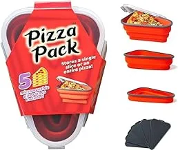 Foldable Silicone Pizza Storage Container | Organize and Save Space, Adjustable Size, BPA Free, Microwave & Dishwasher Safe (Regular, Red)