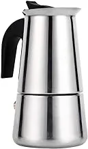 Dioche Stainless Steel Coffee Maker, 100ml/200ml/300ml/450ml Moka Pot Espresso Coffee Maker Stove for Home Office Use(100ml), Silver