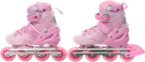 Comfortable Adjustable Skates Outdoor Indoor for Beginners Kids Teens Size 33-37,Endless Hours Of Entertainment - Pink