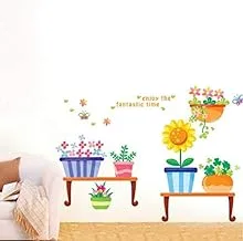 Removable Cartoon potted plants Wall Sticker Decal Creative Flower Pots enjoy the fantastic time wallpaper Room Bedroom Staircase decoration ee