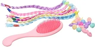 Plastic Hair Colorful Strand With Beads Amazing Design And Bruch Add More Funny For Girls - Multi Color