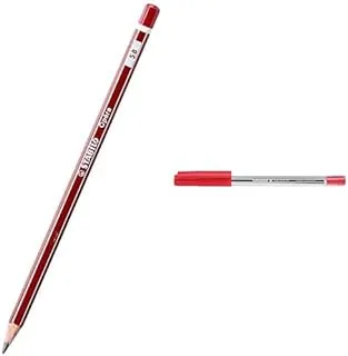 Stabilo Opera 5B Pencil + Schneider tops 505 ballpoint pen with cap model, m, red, shaft colour: transparent