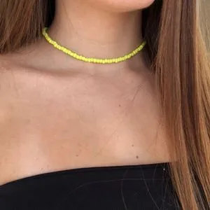 Fashion Choker Beads Necklace Yellow