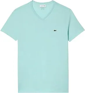 Lacoste Mens V-neck Pima Cotton Jersey T-shirt,Color Green,Size 6