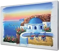 Wall Art Printed Canvas Tableau, santorimi greece 70x50cm, Framed for Home and office Decor