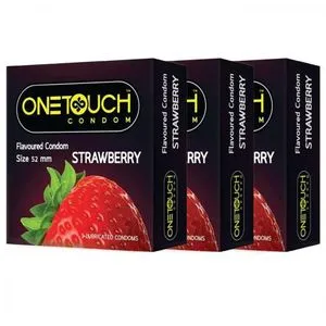 One Touch ONETOUCH Strawberry Flavored Condoms -3 Pack -3pcs