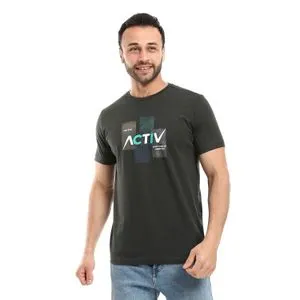 Activ Dark Castleton Green Printed Comfy T-Shirt