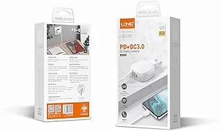 LDNIO A3510Q Fast Wall Charger EU Plug Travel With Cable From Type C To Lightning And Dual USB/Type C Ports 32W - White