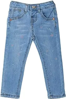 lovely land Girls light blue pants jeans with stars stitching Casual Pants