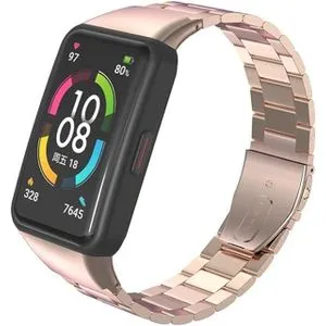 Stainless Steel Metal Band Compatible with Huawei Watch 6/Honor Watch Band Wristbands and Loop Bands, Stainless Steel Metal (Rose Gold)