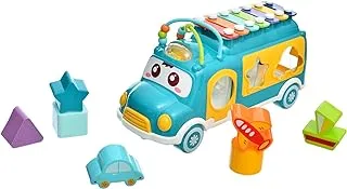 Plastic Medium Music Bus To Add More Fun With Geometric Shapes And Xylophone Set Of 9 Pieces - Multi Color