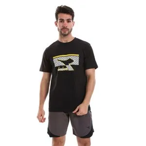 Diadora Men Cotton Printed T-Shirt - Black