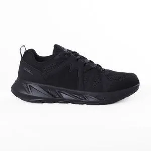 Activ Rubber Details Black Lace Up Round Toecap Sneakers