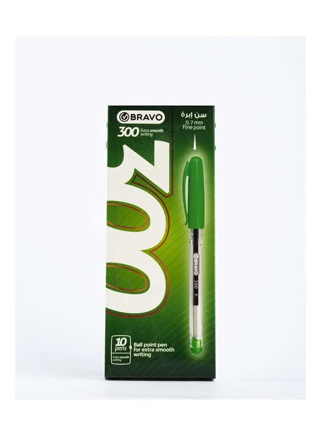 Bravo Bravo 300 BallPoint Pen - 0.7mm -  Pack of 10 Pens - Green