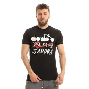 Diadora Men Cotton Printed T-Shirt - Black