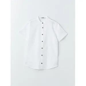 LC Waikiki Grandad Collar Basic Short Sleeve Boy's Shirt