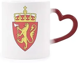 Svalbard Europe National Emblem Heat Sensitive Mug Red Color Changing Stoneware Cup