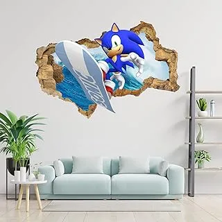 Sonic Wall Decals Children's Cartoon Wall Stickers for Palyroom Nursery Kids Room Living Room Bedroom Self-Adhesive Vinyl Wall Decoration Gift Supplies (15.7 X 23.6 in）