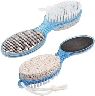 4 in 1 Foot File with Pedicure Brush - Blue - PD01B