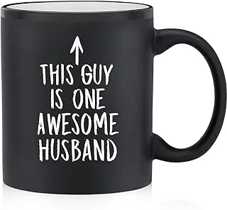 One Awesome Husband Funny Coffee Mug - Anniversary & Valentine's Day Gifts for Men, Him - Best Husband Gifts from Wife, Her, Wifey -Magic Mug (Matte Black)