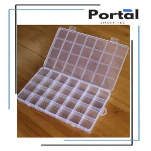 Transparent Plastic Storage Jewelry Box, Divided Into 28 Squares