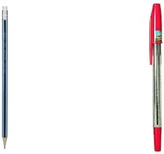 Yalong Plastic Pencil NO:YL-129_TQ211349 HB + Uniball SA-S Ballpoint Pen, 1.0 m. - Red