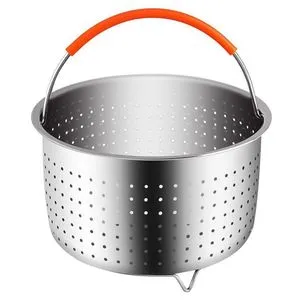 Stainless Steel Steamer Basket Pressure Cooker with Silicone Covered Handle Sturdy Steamer Basket