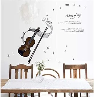 Music Classroom Violin Vinyl Decal Musical Notes Wall Sticker for Living Room Sofa Couch TV Background Decorations PVC DIY Art Decor Mural