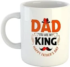 هابو - كوب قهوة مطبوع عليه عيد الأب، Dad You are My King، هدايا للأب من الابنة/الابن، الأب، الأب، الأب، الجد، هدايا لعيد الميلاد، الذكرى السنوية، عيد الأب، 5606-WH